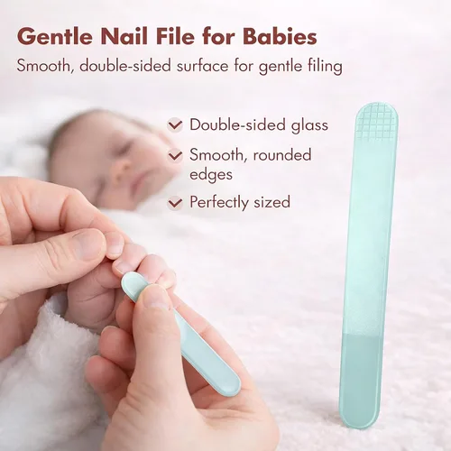 Vista 4 de Juego de uñas para bebé, set de cuidado de uñas 4 en 1 con lindo estuche, cortaúñas para bebé, tijeras, lima de uñas y pinzas, kit de manicura