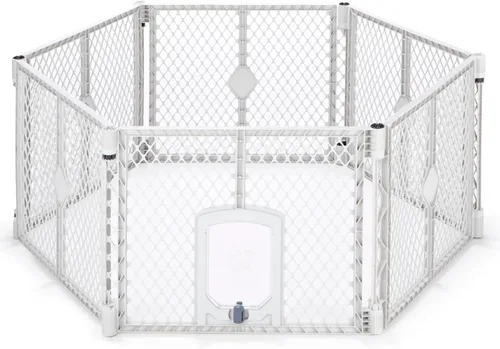 Vista 13 de MYPET Extensión de 2 paneles para Puerta para el patio para mascotas: Fabricado en EE. UU. Independiente. Aumenta el área de juego hasta 34 pies