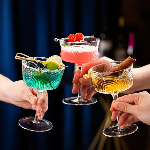 Vista 8 de Juego de 4 vasos Art Deco Coupé, vasos de Martini vintage, vasos de cóctel de cristal con tallo de 6.5 onzas, tazas de Margarita, copas de champán