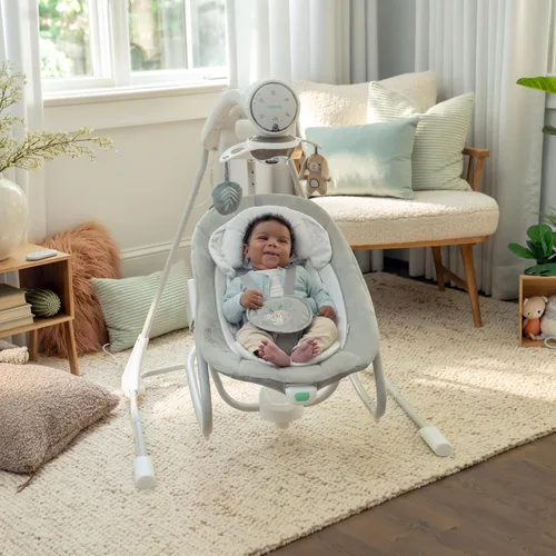 Vista 14 de Ingenuity InLighten 2 en 1 Columpio y Mecedora Relajante para Bebé - Asiento Infantil Giratorio con Vibración, Sonidos Relajantes, Luces - Remy