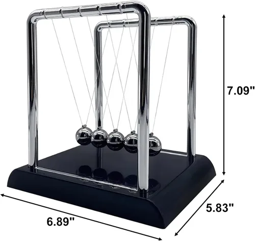 Vista 7 de Cuna de Newton Bolas de Equilibrio, Bolas de Péndulo con Base Negra, Péndulo Cuna de Newton, Decoración de Escritorio para Hombres, Juguetes