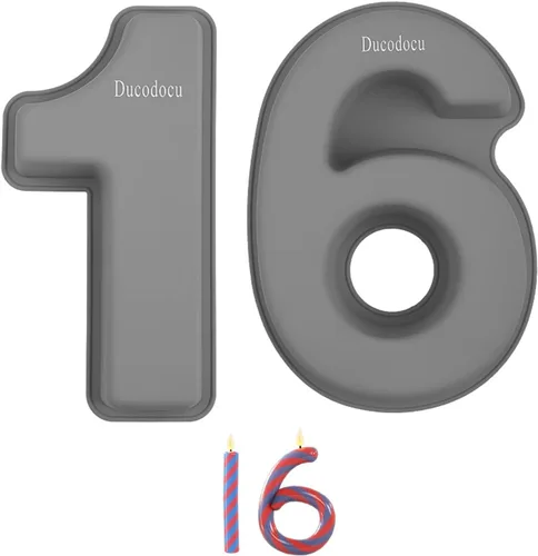 Vista 10 de Ducodocu Molde de silicona para tartas con números 3D, moldes para hornear, moldes novedosos para tartas, molde para hornear bricolaje