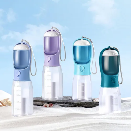 Vista 2 de Botella de agua para perros con contenedor de alimentos, dispensador de agua portátil para perros para mascotas para caminar al aire libre