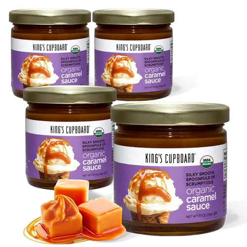 Vista 10 de King's Cupboard Salsa de caramelo orgánica: la salsa perfecta para helado, salsa de frutas, cobertura de postres, llovizna de caramelo para café