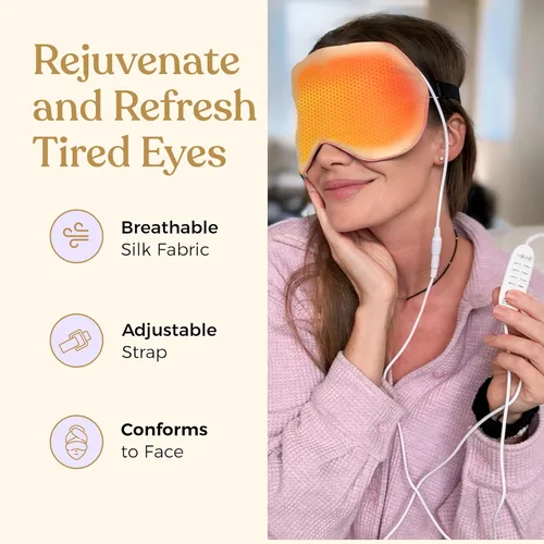 Vista 5 de Máscara de ojos calentada para alivio de ojos secos, tratamiento de orzuelo, compresión cálida para ojos, máscara sinusal, parche de calentamiento