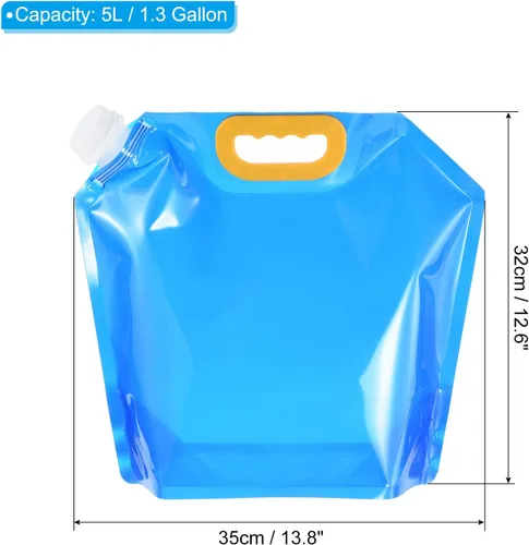 Vista 2 de PATIKIL Bolsa plegable para contenedores de agua de 1.3 galones, paquete de 2 jarras de almacenamiento de plástico plegables para camping