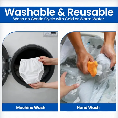 Vista 5 de Pantalón de cobertura para incontinencia unisex impermeable tipo pull-on. A prueba de fugas - Lavable - Sin calor, usar con pañal, protector