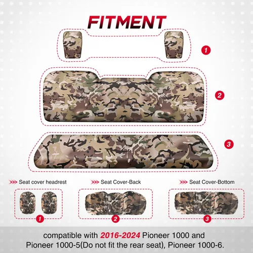Vista 2 de Frokom Funda para Asiento de UTV Compatible con Pioneer 1000,1000-5 Solo Asiento Delantero,1000-6 2016 2017 2018 2019 2020 2021 2022 2023 2024