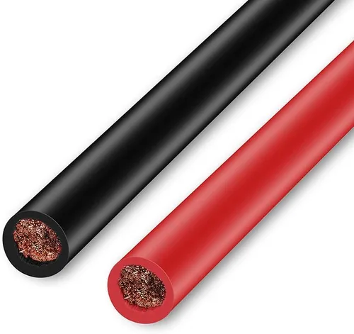Vista 5 de Juego de cables para inversor de batería de calibre 2 AWG de 12 pulgadas, cable de cobre puro rojo + negro con terminales tipo orejeta de 3/8
