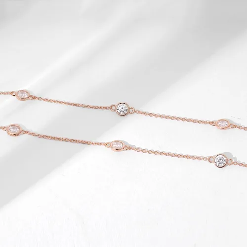 Vista 2 de Tienda Collection Platinum or Gold Plated Sterling Silver Station Necklace made with Infinite Elements Zirconia