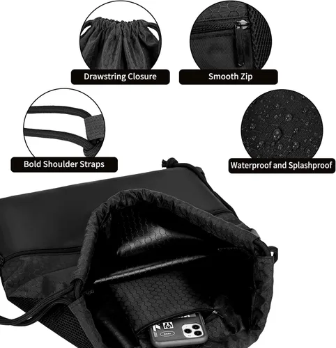Vista 3 de VIPOKO Mochila personalizada con cordón resistente al agua bolsa de voleibol de baloncesto saco deportivo para gimnasio con bolsillo lateral