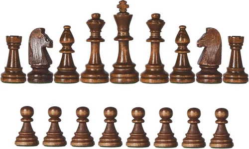 Vista 3 de Vamslove Piezas de Ajedrez de Madera Pesadas Solamente - Rey de 3.8'' - 2 Reinas Extra - 34 Piezas de Ajedrez de Madera de Torneo para Juego