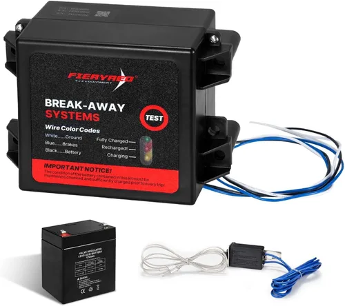 FIERYRED Kit de freno de remolque de prueba LED con batería e interruptor, sistema de controlador de carga lateral, cargador integrado de 12 V 5