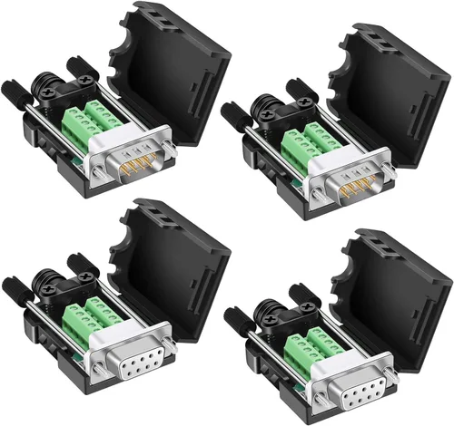 BIFALE DB9 Conector de ruptura (2 machos+2 hembra), DB9 Conector sin soldadura RS232 D-SUB Adaptadores serie 0.630 in más delgado 9 pin puerto