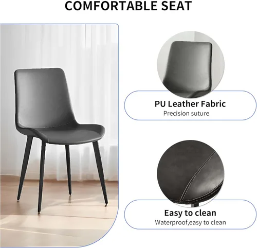 Vista 5 de Dining Chairs 4PCS Set, Modern Kitchen & Dining Room Chairs with Upholstered Faux Leather Cushion Seat and Sturdy Metal Legs, Desk Chair for Home