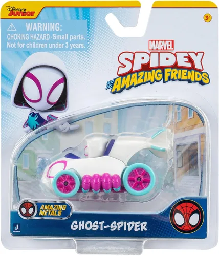 Vista 2 de Spidey and his Amazing Friends Coche de carreras Amazing Metals escala 1:64 (Spidey)