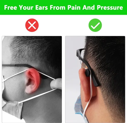 Vista 3 de 6 pares de ganchos ajustables para anteojos para proteger las orejas, cómodo protector de oídos de silicona para máscaras y gafas, alivia la presión