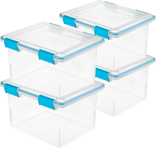 Vista 34 de Sterilite Paquete de 6 cajas de juntas, contenedores de almacenamiento resistentes a la intemperie con tapas de cierre, 7.5 cuartos de galón