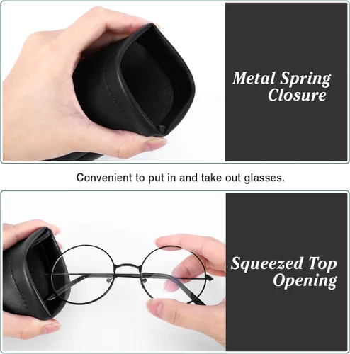 Vista 3 de MoKo Paquete de 2 fundas de gafas de sol portátiles de cuero suave para mujeres y hombres