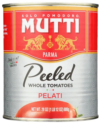 Mutti Tomates pelados enteros (Pelati), 28 onzas, paquete de 12, marca de tomates #1 de Italia, sabor fresco para cocinar, tomates enlatados, aptos