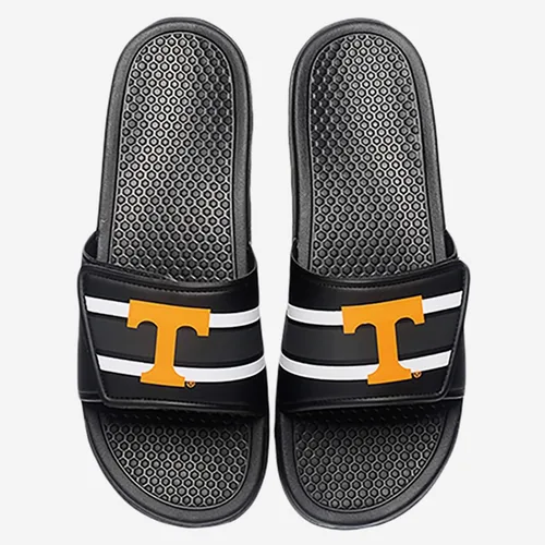 Vista 25 de FOCO, Sandalias deportivas estilo chancletas de la NCAA para hombre con logotipo de equipo universitario Legacy con rayas