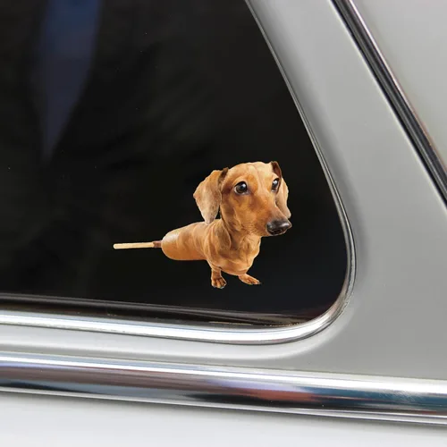 Vista 4 de Ireer 6 calcomanías de perro de maíz de 6 pulgadas, divertidas calcomanías de vinilo para automóvil, calcomanías impermeables para automóvil