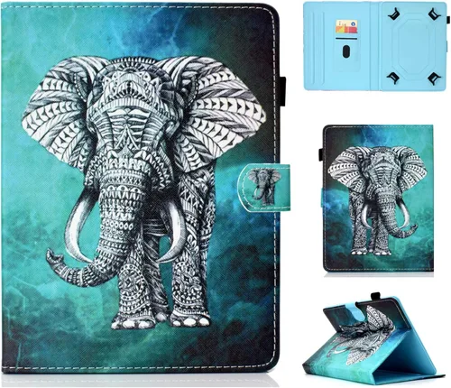 Vista 10 de Funda universal para tablet de 7 pulgadas, piel sintética [ranuras para tarjetas], cubierta magnética, para Samsung Galaxy Tab E/Tab A 7.0, Fire 7