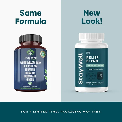 Vista 9 de Stay-Well Naturals Alivio del Dolor - Extracto de Corteza de Sauce Blanco, Garra del Diablo, Cúrcuma, Boswellia, Bromelaína y Jengibre Mezcla