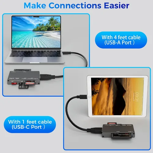 Vista 3 de Lector de tarjetas de memoria múltiple 7 en 1, lector de tarjetas SD USB 3.0 (5Gbps) Lectura simultáneamente 7 tarjetas para tarjeta de memoria