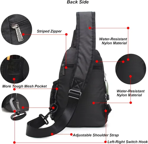 Vista 3 de Mochila Nicgid Sling bag crossbody bolsas para tablet ipad al aire libre, senderismo