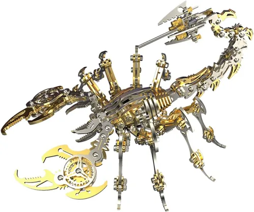 Vista 8 de Kits de modelo de metal 3D, rompecabezas de metal 3D de lobo mecánico, serie de animales de acero DIY, rompecabezas simples 3D, decoración
