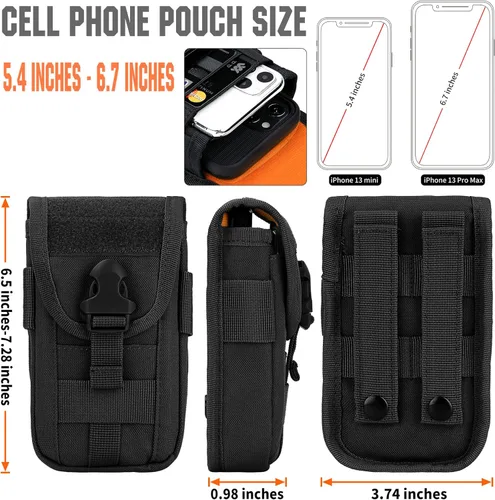 Vista 5 de IronSeals Paquete de 2 fundas tácticas para teléfono, funda para teléfono inteligente, soporte para cinturón Molle para cintura de 4.7 a 6.9