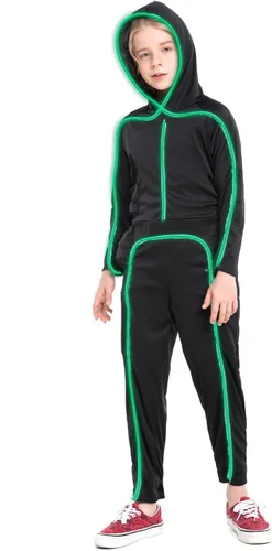 Vista 2 de HSCTEK - Disfraz de Figura de Palo Iluminada para Niños Verde