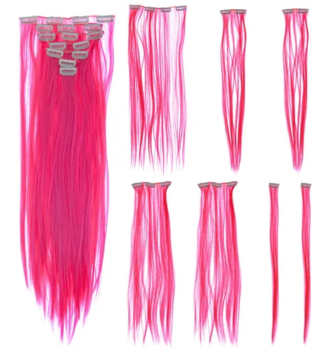 Vista 11 de SWACC - Extensiones de cabello sintético con clip, 22 pulgadas, lacio, 7 piezas separadas con resistencia al calor para toda la cabeza
