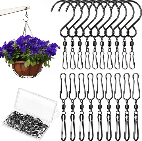 Vista 8 de Jetec 30 ganchos giratorios giratorios de viento de 360 grados, doble hilado, suministros de campanilla, ganchos giratorios para colgar con caja