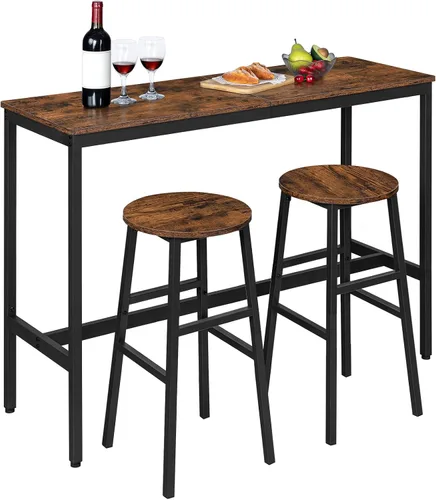 Vista 9 de MAHANCRIS Taburetes de bar, juego de 2 sillas de bar redondas con reposapiés, taburetes de bar de desayuno de cocina de 24.4 pulgadas, taburetes