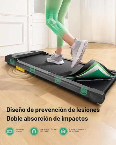 Vista 4 de UREVO Caminadora Inteligente Plegable, Cinta de Correr para Escritorio de Pie con Doble Absorción de Impactos, Funcionamiento Silencioso, Aplicación