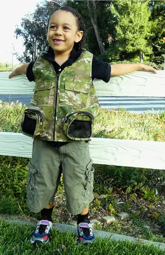 Vista 25 de Conjunto de combinación para niños y niñas: chaleco de carga para niños con correas de seguridad reflectantes y sombrero de protección solar flexible