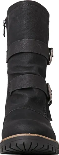 Vista 4 de GLOBALWIN - Botas de motocicleta de moda con cordones a media pantorrilla para mujer, botas de combate, botas militares para mujer