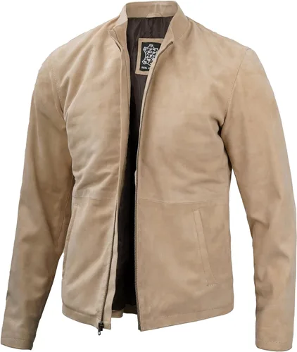 Vista 4 de Blingsoul Brown Suede Jacket Men - Black Real Lambskin Leather Jacket for Men