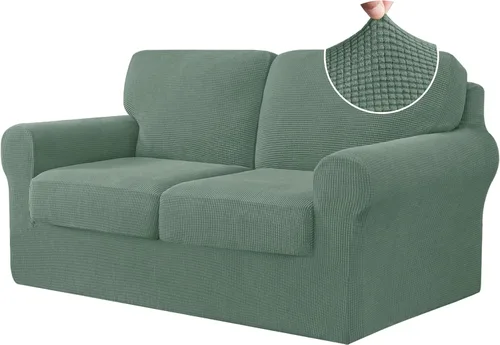 Vista 343 de CHUN YI Fundas para sofá de 7 piezas, lavables, fundas elásticas para sofá de 3 cojines con respaldo y fundas de cojín separados, protector