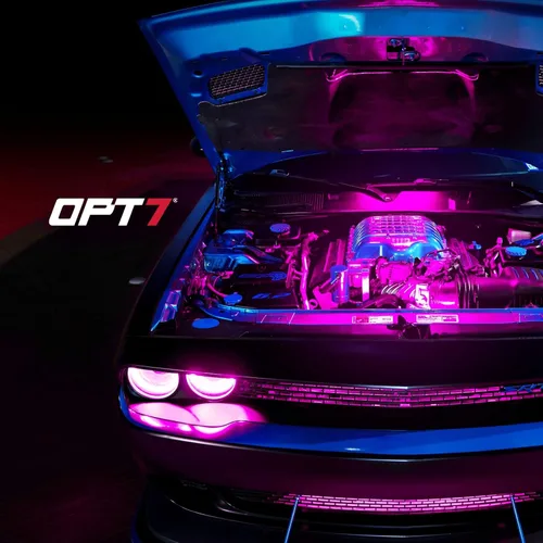 Vista 9 de OPT7 Aura Engine Bay - Kit de luz LED RGB con control remoto, 4 tiras de luz impermeables de 12 pulgadas para debajo del capó, modo multicolor