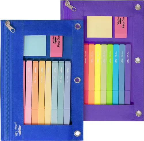 Vista 33 de Mr. Pen - Estuche para lápices de 2 piezas - Estuche con cremallera para lápices para carpeta de 3 anillas