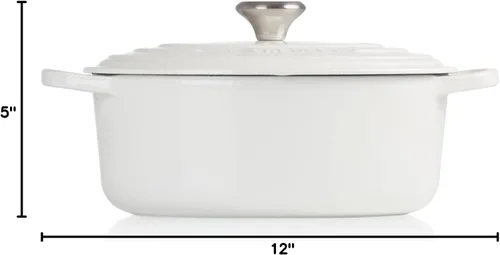 Vista 8 de Le Creuset Horno holandés ovalado Signature de hierro fundido esmaltado, 2.75 cuartos de galón., Blanco