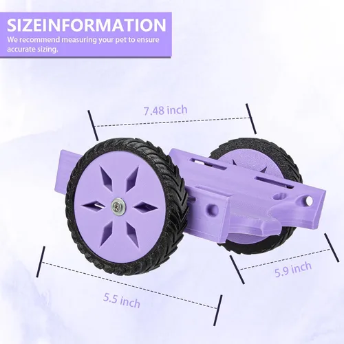 Vista 2 de Silla de ruedas ajustable de conejillo de indias, conejo y hámster para ayudar a la movilidad de las piernas traseras, neumáticos de TPU suave