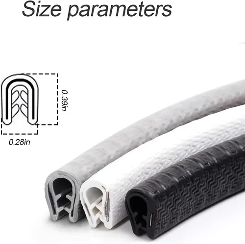 Vista 2 de XINLIYA Protectores universales de borde de puerta de automóvil, protector de sello de goma de 16 pies en forma de U para la mayoría de los Negro