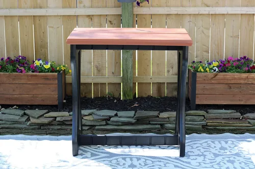 Vista 9 de Doble barra gris profundo superior y base negra, ideal para patio, bañera de hidromasaje, patio trasero, diseño duradero resistente a la intemperie