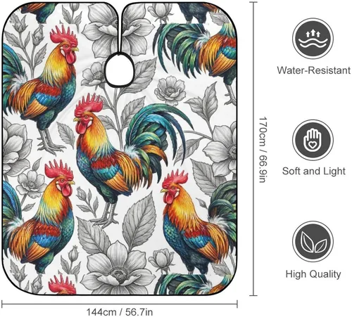 Vista 2 de Supdreamc Capa de peluquería para corte de pelo, cubierta de gallo de pollo para corte de pelo, para peluquería, tratamiento del cabello