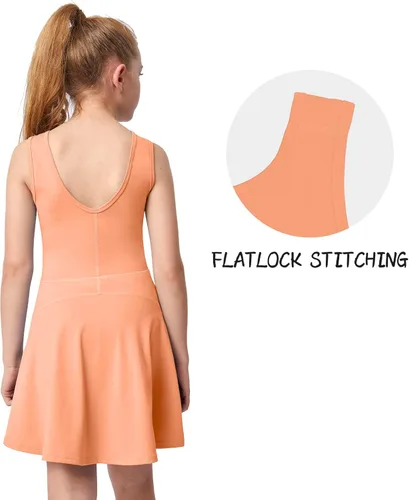 Vista 4 de M MOTEEPI Vestido de tenis para niñas, sin mangas, para golf, tenis, escuela, ropa deportiva con bolsillos