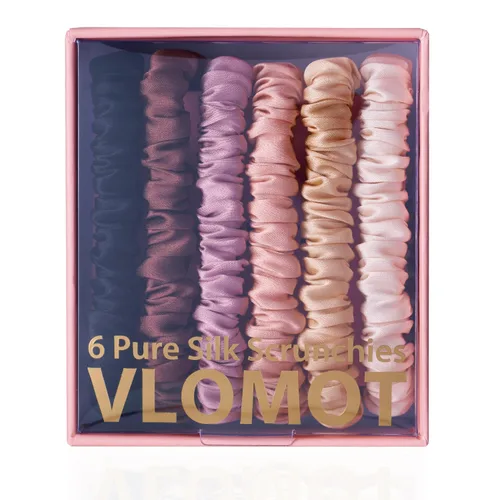 Vista 9 de VLOMOT Juego de 6 piezas 100 % de seda pura de morera, coletero de cabello con 6 colores elegantes, coletero delgado para el cabello de todos
